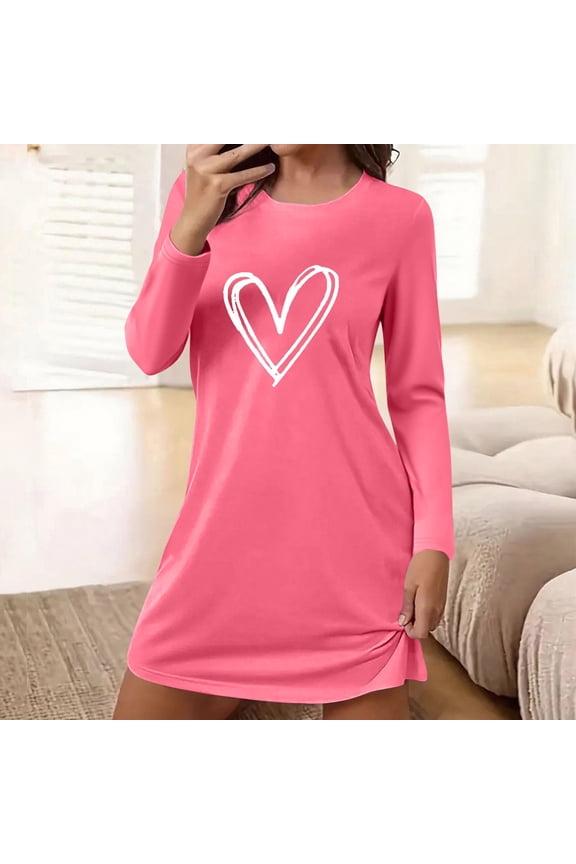 Sleep Shirts for Women Soft Long Sleeve Fall/Winter Night Shirts for Women Sleepwear Loose Fit Print Sleep Shirt