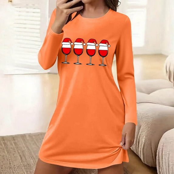 Karight Sleep Shirts for Women Soft Long Sleeve Fall/Winter Night Shirts for Women Sleepwear Loose Fit Print Sleep Shirt