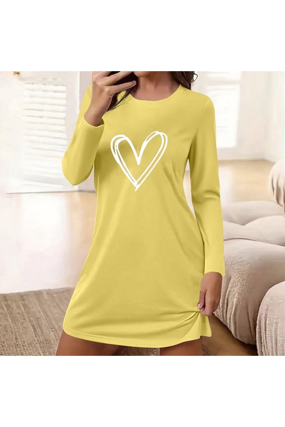 Sleep Shirts for Women Soft Long Sleeve Fall/Winter Night Shirts for Women Sleepwear Loose Fit Print Sleep Shirt