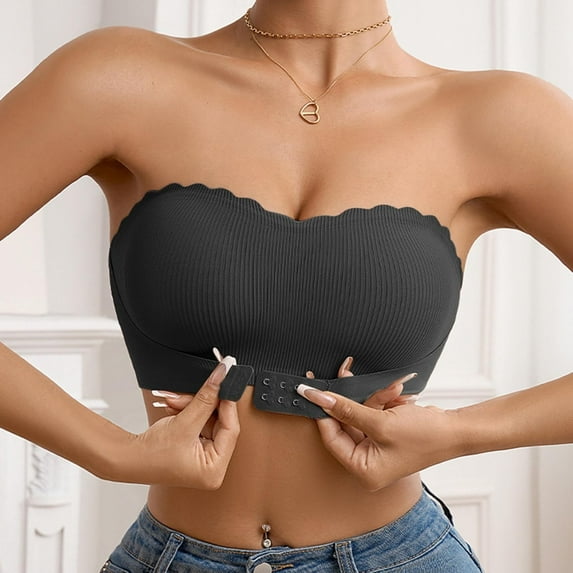 Karight Strapless Bras for Women Front Closure Non-Slip No Underwire Bandeau Bras Comfortable Breathable Tube Top Bralette