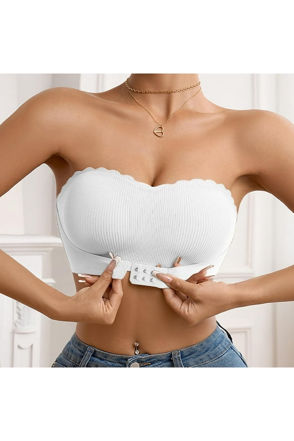Strapless Bras for Women Front Closure Non-Slip No Underwire Bandeau Bras Comfortable Breathable Tube Top Bralette