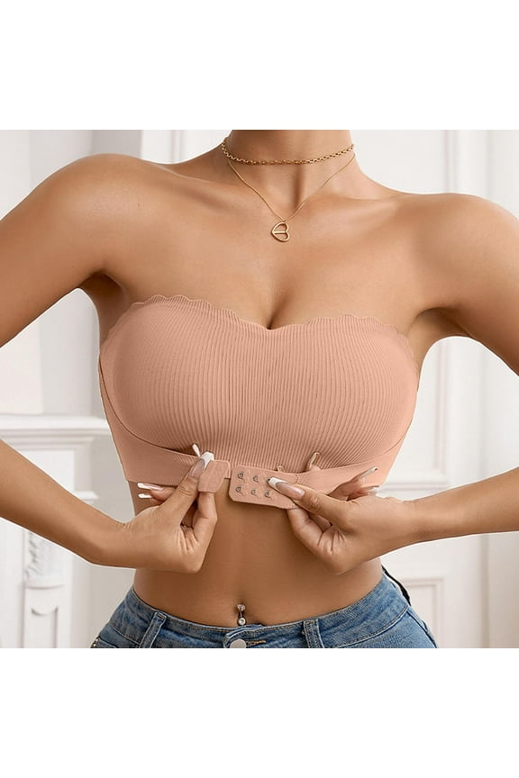 Strapless Bras for Women Front Closure Non-Slip No Underwire Bandeau Bras Comfortable Breathable Tube Top Bralette