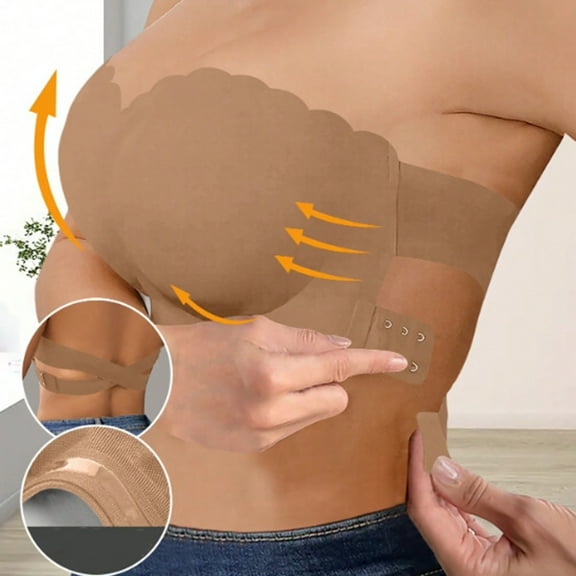 Karight Strapless Bras for Women Seamless Padded Bandeau Bra Non-Slip Silicone Tube Top Wireless Push Up Bralettes