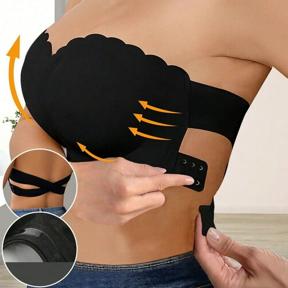 Karight Strapless Bras for Women Seamless Padded Bandeau Bra Non-Slip Silicone Tube Top Wireless Push Up Bralettes