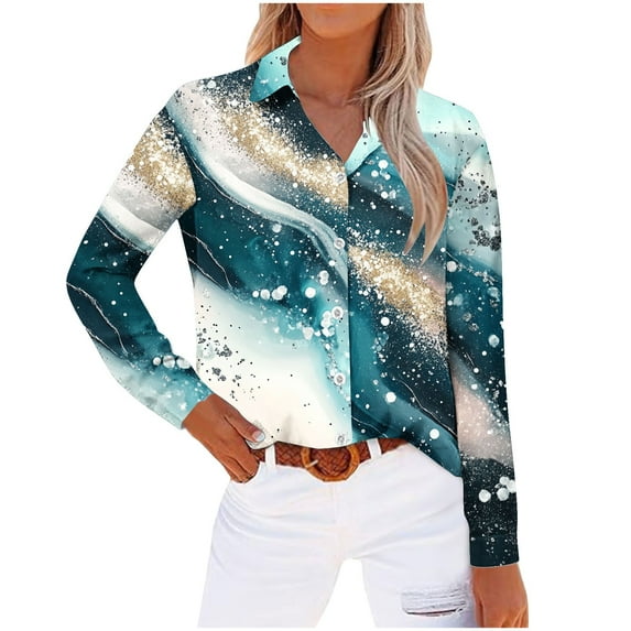 Karight Striped Button Down Shirts for Women Dress Shirts Long Sleeve Casual Collared Office Work Shirt with Pocket