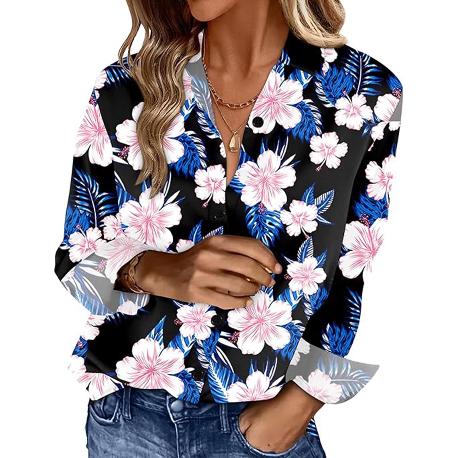 Karight Striped Button Down Shirts for Women Dress Shirts Long Sleeve ...