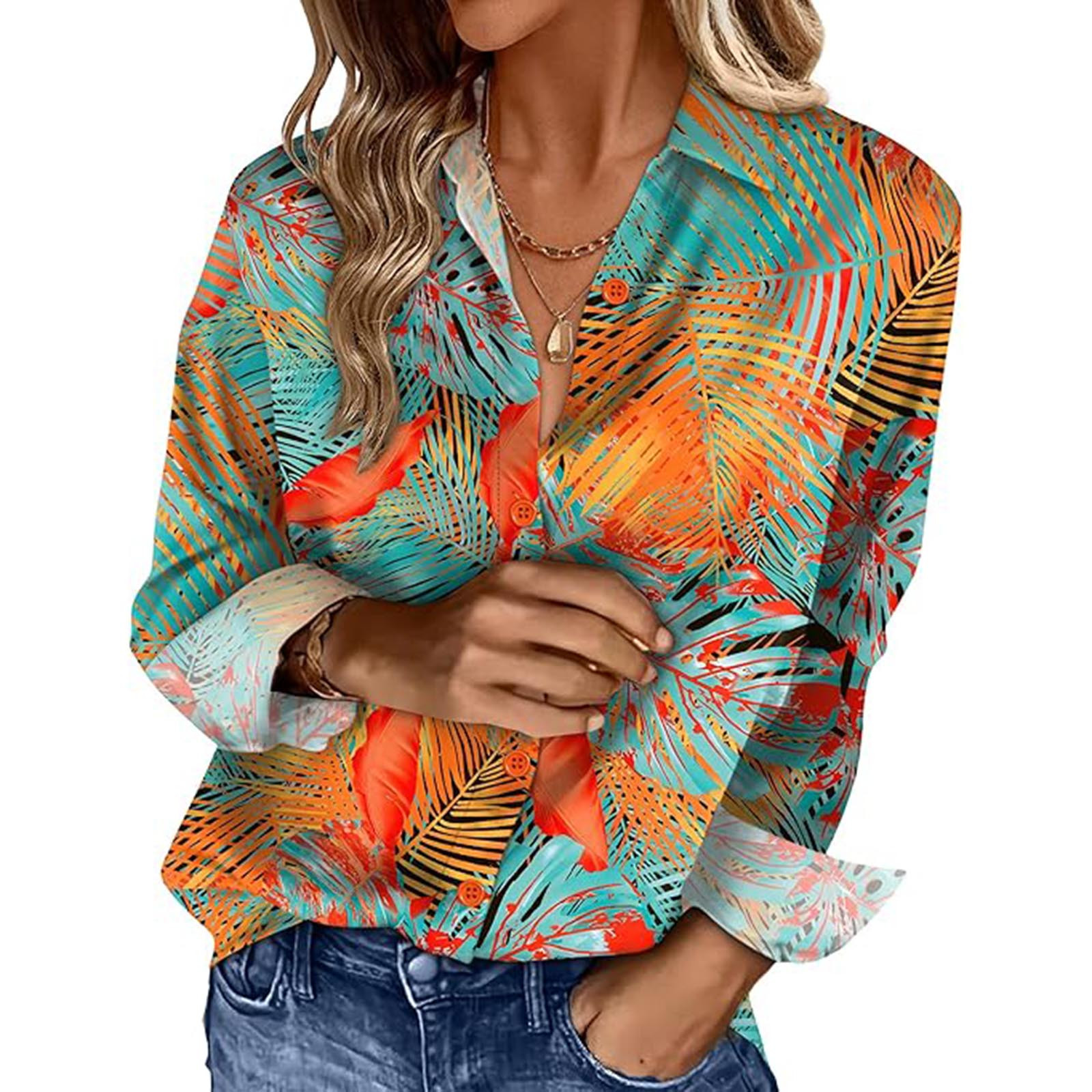 Karight Striped Button Down Shirts for Women Dress Shirts Long Sleeve ...