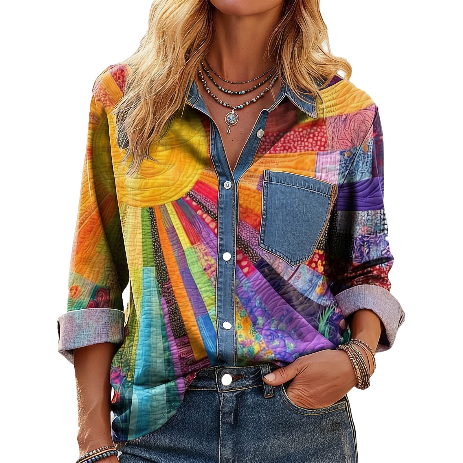 Karight Striped Button Down Shirts for Women Dress Shirts Long Sleeve ...