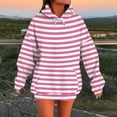 thumbnail image 1 of Karight Striped Color Block Hoodies for Women Fall Long Sleeve Pullover Loose Hooded Sweatshirts with Pockets, 1 of 4