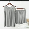 thumbnail image 1 of Karight Summer Cotton Pajama Set for Women Plus Size Soft Lounge Shorts & Tank Top Sleeveless Sleepwear for Home/Travel, 1 of 7