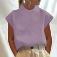 thumbnail image 1 of Karight Summer Tops for Women Vacation Trendy Dressy Casual High Neck Cotton Linen Breathable Cap Sleeve Shirt, 1 of 6
