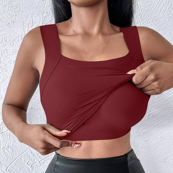 Karight Tank Top for Women Built in Bra Adjustable Spaghetti Strap Workout Tops Gym Shirts Sleeveless Basic Under Clothes