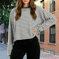 thumbnail image 1 of Karight Vintage Striped Shirts Long Sleeve for Women Y2k Oversized Crewneck Drop Shoulder Sweater Cute Preppy Tops Fall, 1 of 8