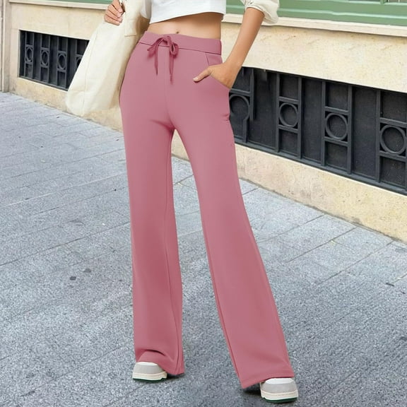 Karight Wide Leg Yoga Pants for Womens High Waisted Drawstring Slim Fit Workout Leggings Casual Lounge Pants with Pockets