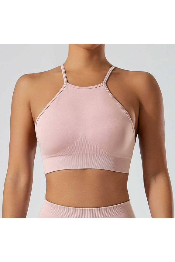 Woman Solid-Color Yoga Running Suspender Adjustable Strap Sports Bra Bra