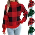 thumbnail image 1 of Karight Women Christmas Sweater Long Sleeve Turtleneck Pullover Top Fall Winter Chunky Knitted Trendy Plaid Sweater, 1 of 8