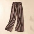 thumbnail image 1 of Karight Women Cotton Linen Drawstring Wide Leg Pants High Waisted Casual Loose Trousers with Pockets Coffee, 1 of 5