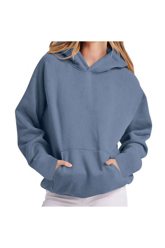 Women Hoodies Fleece Oversized Sweatshirt Casual Basic Long Sleeve Athletic Workout Pullover 2025 Fall Trendy