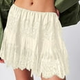 thumbnail image 1 of Karight Women Lace Slip Skirt Low Rise Y2k Layered Pleated Ruffle Flowy Skirt Mesh Mini Underskirt, 1 of 7