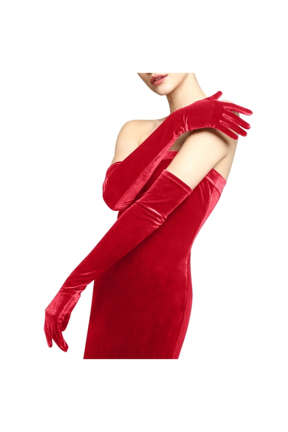 Women Long Velvet Gloves for Women Elbow Length 1920s Opera Cozy Gloves Flapper Evening Banquet Party