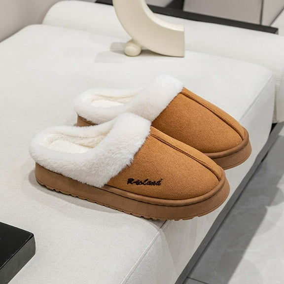 Karight Women Men Fuzzy House Shoe with Memory Foam Fluffy Comfy Warm Winter Non-Slip Indoor Outdoor