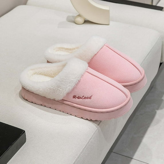Karight Women Men Fuzzy House Shoe with Memory Foam Fluffy Comfy Warm Winter Non-Slip Indoor Outdoor