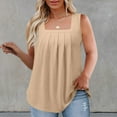 thumbnail image 1 of Karight Women Plus Size Tank Tops Casual Sleeveless Crew Neck Pleated Front Flowy Loose Camisoles Cami Shirts Blouses, 1 of 7