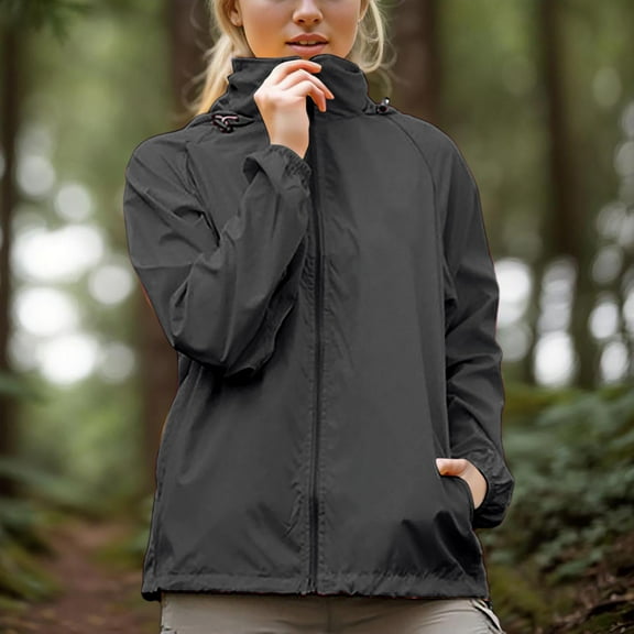 Karight Women Rain Jacket Lightweight Waterproof Hooded Raincoat Windbreaker for Outdoor