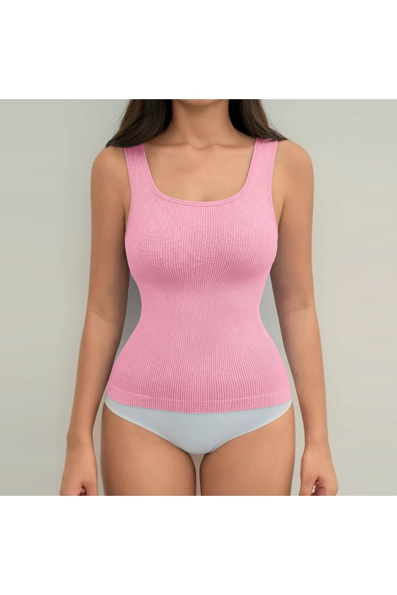 Women Ribbed Tank Top Sleeveless Casual Crew Neck Long Tank Fitted Strap Slim Basic Cami Tops