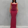 thumbnail image 1 of Karight Women Summer Spaghetti Strap Square Neck Sleeveless Tight Fitted Long Bodycon Maxi Dress Bodycon Sundress, 1 of 6