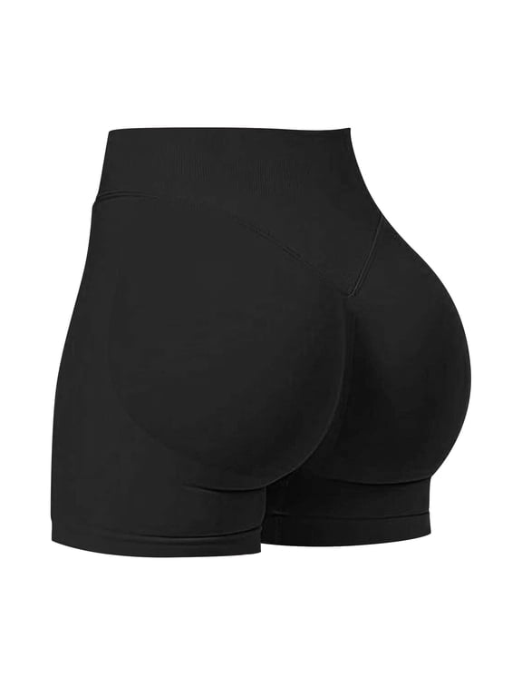 Women Workout Gym Seamless Butt Lifting Shorts Hidden Scrunch Impact Booty Shorts