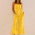 thumbnail image 1 of Karight Women's 2 Piece Outfits Summer Sets Sleeveless Square Neck Tank Top Wide Leg Pants Matching Lounge Set, 1 of 9