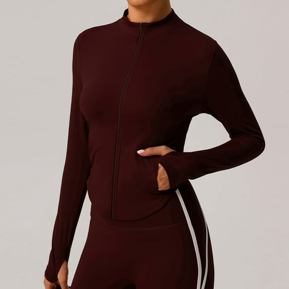 Karight Women's Athletic Full Zip Workout Jacket Contrast Color Quick Dry Lightweight Running Yoga Jacket Slim Sportswear