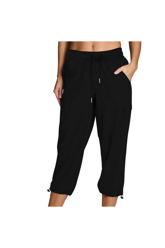 Women's Cargo Capris Loose Fit Casual Hiking Pants Lightweight Quick Dry Joggers Outdoor Workout Pants with Pockets