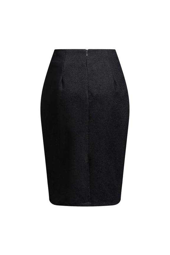 Women’s Classic Below Knee Pencil Skirt Stretch Line Midi Skirt of Business Casual Outfits