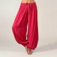 thumbnail image 1 of Karight Women's Cotton Linen Harem Pants Casual Loose Fit High Waisted Pants Trousers with Pockets Red, 1 of 6