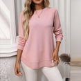 thumbnail image 1 of Karight Women's Crew Neck Long Sleeve Shirts Waffle Knit Loose Tops Basic Tees Casual Comfy Fall Outfits Clothes, 1 of 6