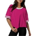 thumbnail image 1 of Karight Women's Crew Neck T Shirt Oversized Casual Loose Short Sleeve Tee Summer Athletic Workout Pullover Tops with Pockets, 1 of 4