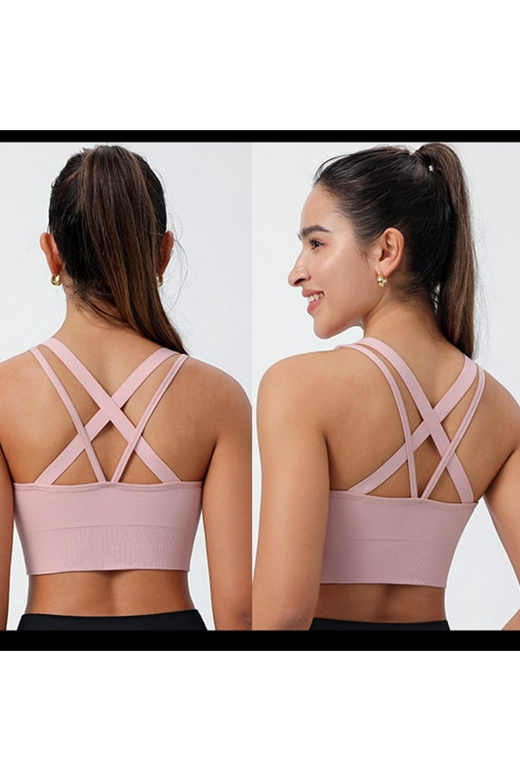 Women's Cross Back Sport Bras,Adjustable Straps Padded Criss Cross Cropped Bras for Yoga Workout Fitness