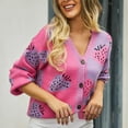 thumbnail image 1 of Karight Women's Cute Strawberry Graphic Cardigan Sweaters Button Down Color Block Knit Jacket Trendy Clothes, 1 of 9