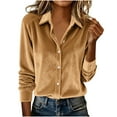 thumbnail image 1 of Karight Women's Dressy Button Down Velvet Blouse Tops Elegant Ladies Lapel Business Casual Tops Long Sleeve Party Shirts, 1 of 5