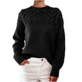thumbnail image 1 of Karight Women's Fall Cable Knit Sweater 2025 Fashion Warm Crew Neck Lantern Sleeve Chunky Winter Pullover Tops, 1 of 5