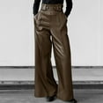 thumbnail image 1 of Karight Women's Faux Leather Pants PU High Waist Wide Leg Pants with Pockets Pleated Going Out Flare Trousers, 1 of 4