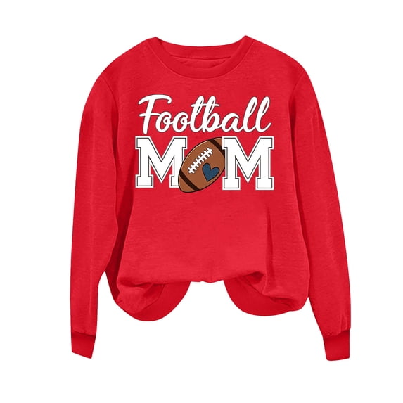 Karight Women's Football Mom Graphic Crewneck Sweatshirt Long Sleeve Casual Pullover Top