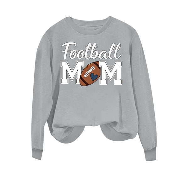 Karight Women's Football Mom Graphic Crewneck Sweatshirt Long Sleeve Casual Pullover Top