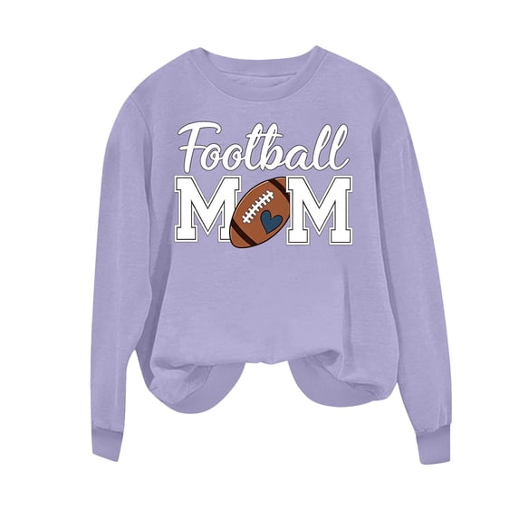 Karight Women's Football Mom Graphic Crewneck Sweatshirt Long Sleeve Casual Pullover Top