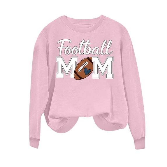 Karight Women's Football Mom Graphic Crewneck Sweatshirt Long Sleeve Casual Pullover Top
