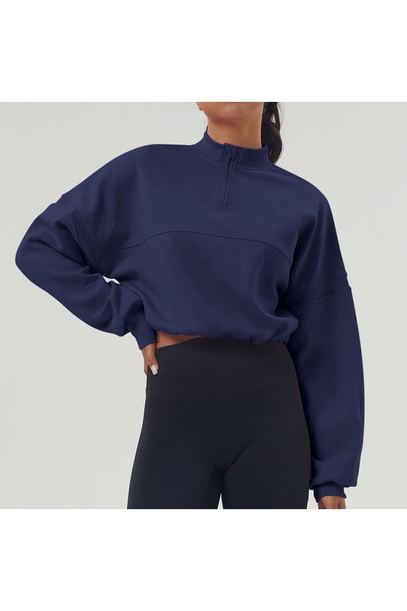 Women's Half Zip Up Sweatshirt Oversized Fleece Jacket Trendy Hoodies Lightweight Coats Swing Tops for Women Plus