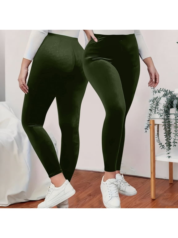 Women's High Waist Velvet Elastic Leggings Velvet Warm Yoga Pants Buttery Soft Velour Leggings