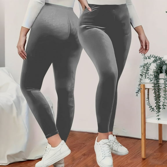 Karight Women's High Waist Velvet Elastic Leggings Velvet Warm Yoga Pants Buttery Soft Velour Leggings
